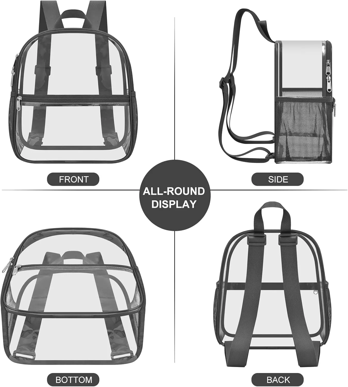USPECLARE Clear Backpack Stadium Approved 12X11x6, Waterproof Clear Bag Stadium Backpack for Concert Work Sport Event