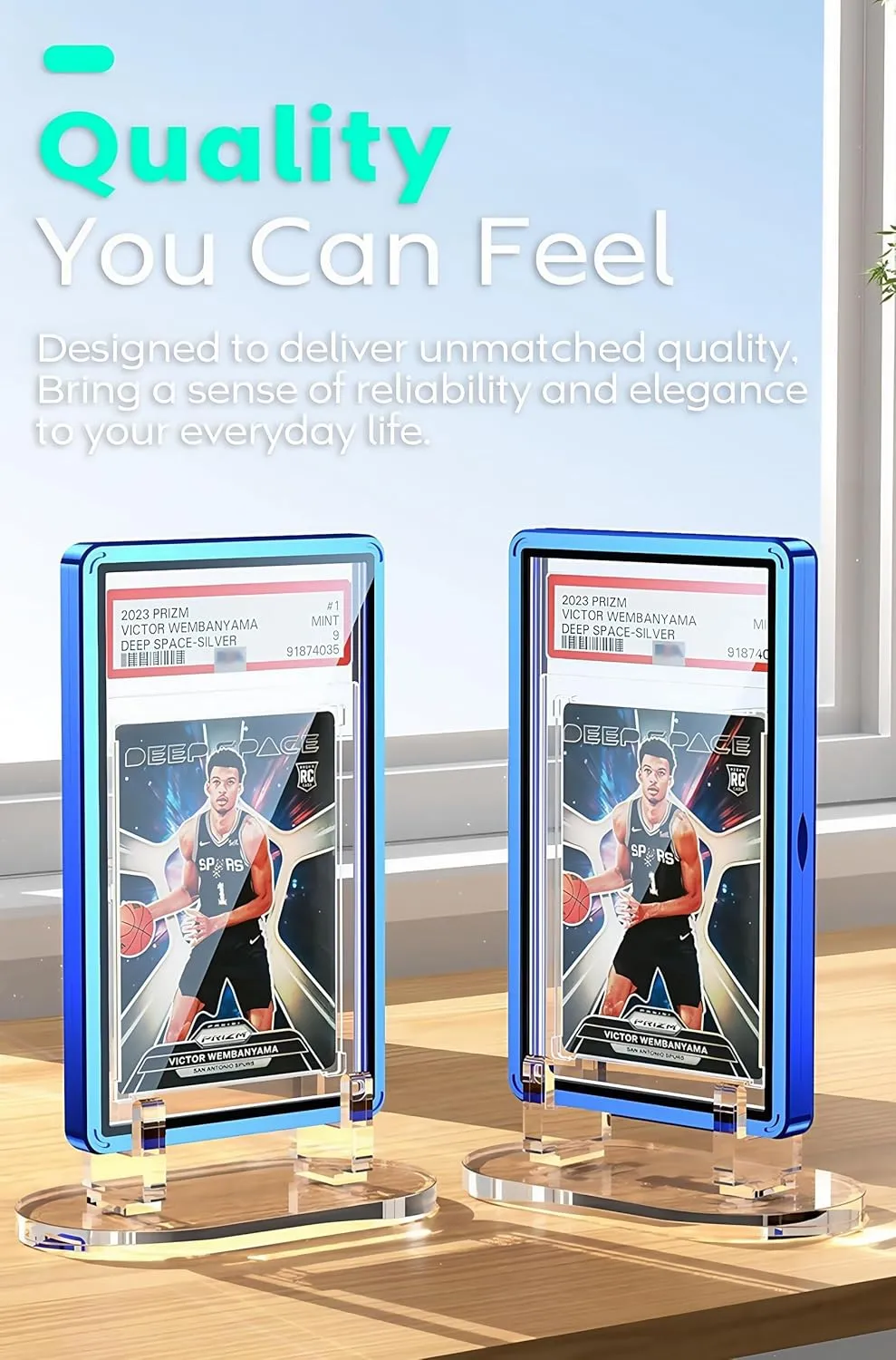UV-Resistant Magnetic Metal Slab Case for 35pt PSA, BGS, CGC Graded Cards. High Alumina Glass, Multi-Point Magnetic Lock, Durable Metal Frame, Stackable Design. Silver
