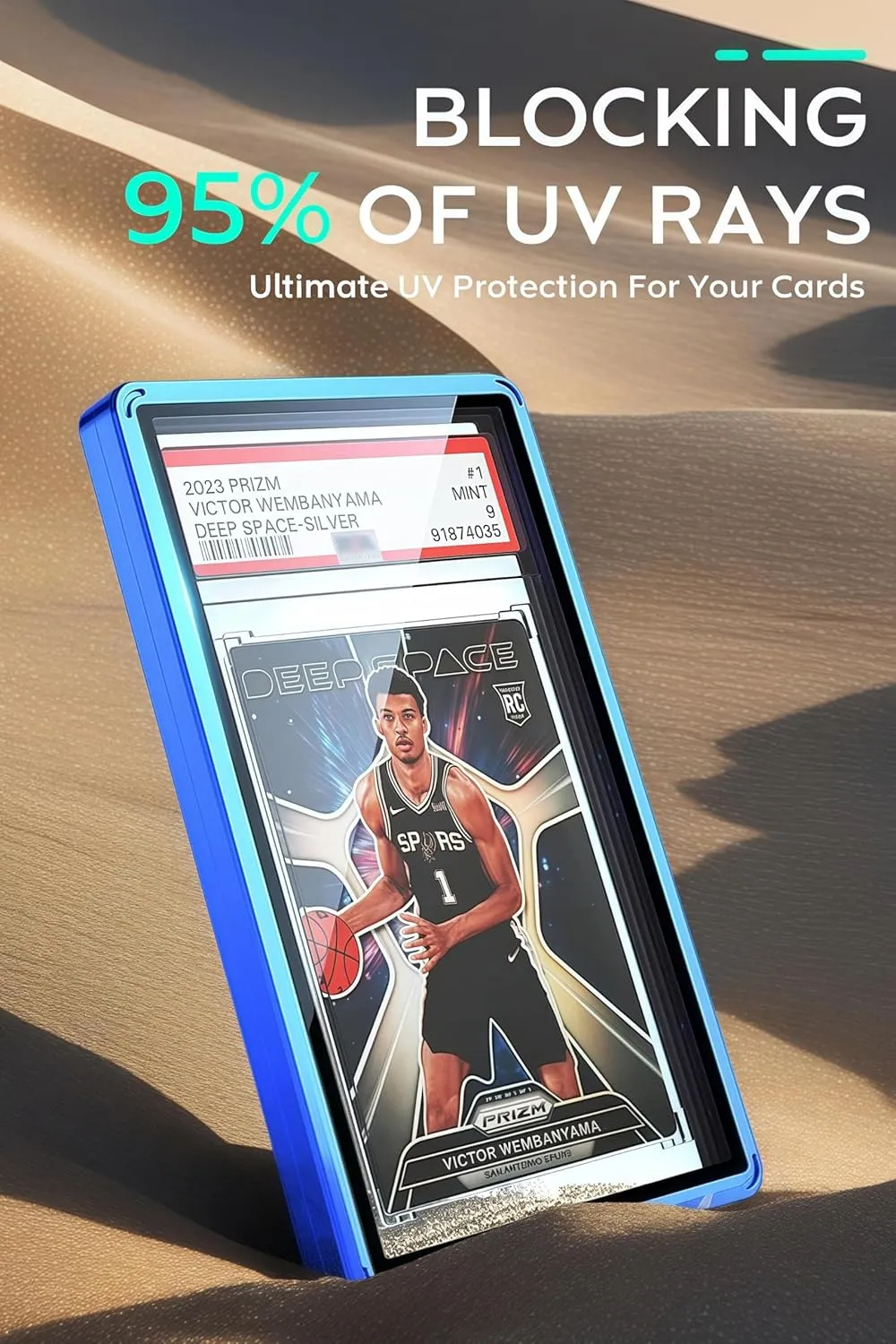 UV-Resistant Magnetic Metal Slab Case for 35pt PSA, BGS, CGC Graded Cards. High Alumina Glass, Multi-Point Magnetic Lock, Durable Metal Frame, Stackable Design. Silver