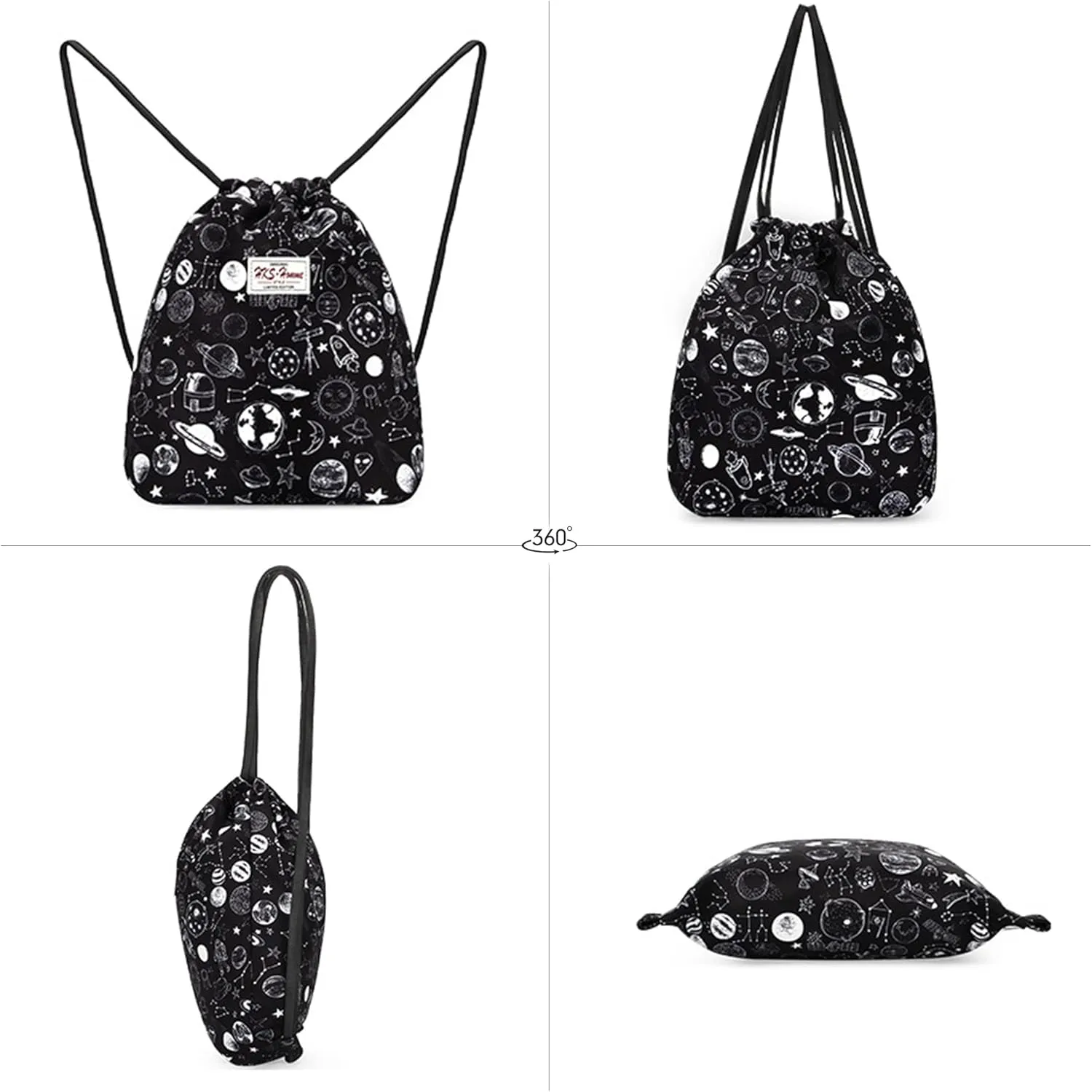 Van Caro Drawstring Backpack String Bag Sackpack Cinch Daypack Fashion Shoulder Bags
