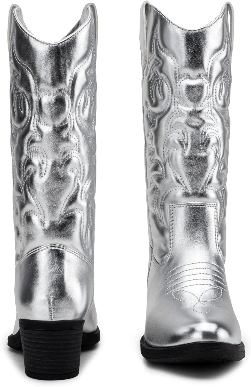 Vepose Women's Cowboy Boots Western Cowgirl Round Toe Mid Calf Boots for Women