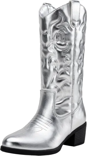 Vepose Women's Cowboy Boots Western Cowgirl Round Toe Mid Calf Boots for Women