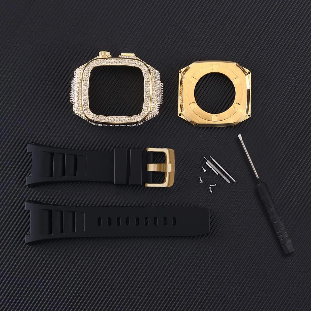 VeveXiao Rugged Case with Band Compatible with Apple Watch bands 45mm 44mm Metal Protective Cover Case with Silicone Strap Shockproof Bumper for iWatch Series 9 8 7 6 5 4 SE Mens Womens Strap