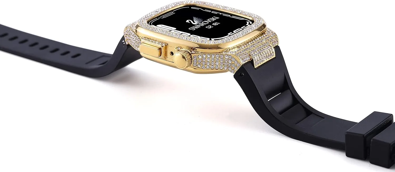 VeveXiao Rugged Case with Band Compatible with Apple Watch bands 45mm 44mm Metal Protective Cover Case with Silicone Strap Shockproof Bumper for iWatch Series 9 8 7 6 5 4 SE Mens Womens Strap