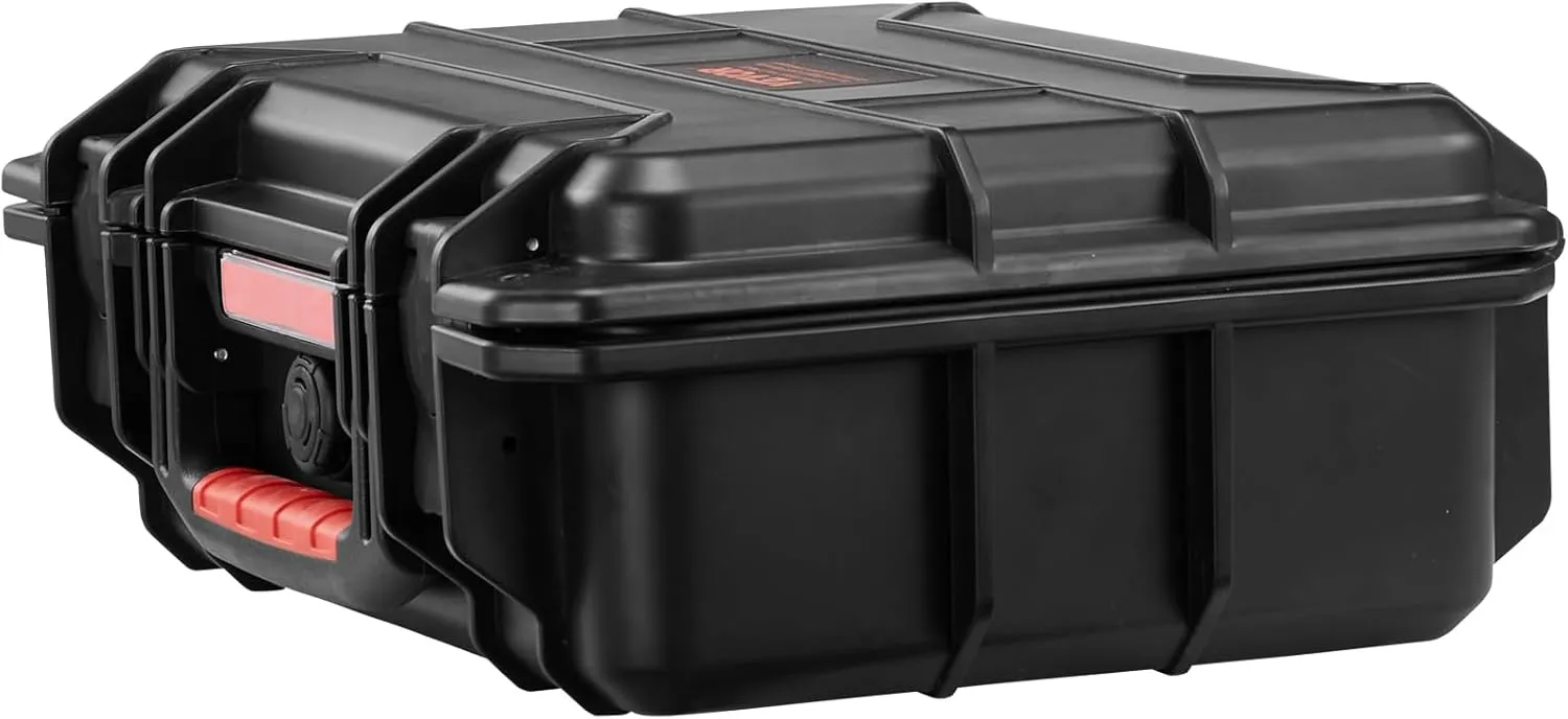 VEVOR Weatherproof Hard Case, Heavy Duty Protective Dry Box Case with Pre-Cut Foam, and Retractable Pull Handles for Travel, Hunting, Military, Tactical, IP67 Waterproof Case for Cameras (40x32x16.6)