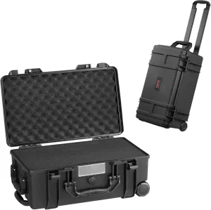 VEVOR Weatherproof Hard Case, Heavy Duty Protective Dry Box Case with Pre-Cut Foam, Wheels & Retractable Pull Handles for Travel, Hunt, Military, Tactical, IP67 Waterproof Case for Cameras (64x51x25)