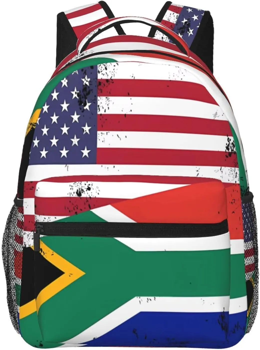 Vintage Half South African American Flag Backpack Casual Laptop Backpack Double Shoulder Bag Lightweight Backpack For Women Men Travel