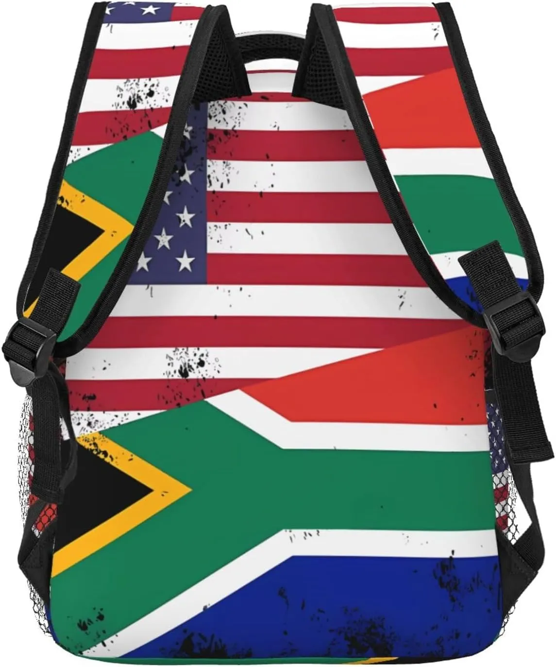 Vintage Half South African American Flag Backpack Casual Laptop Backpack Double Shoulder Bag Lightweight Backpack For Women Men Travel