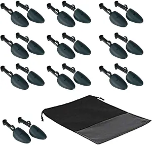 WAJJ 10 Pairs Plastic Shoe Tree Stretcher Shaper for Men Adjustable Length Shoes Boot Holder Shaper Support with A Travel Shoe Bag(Green Men)