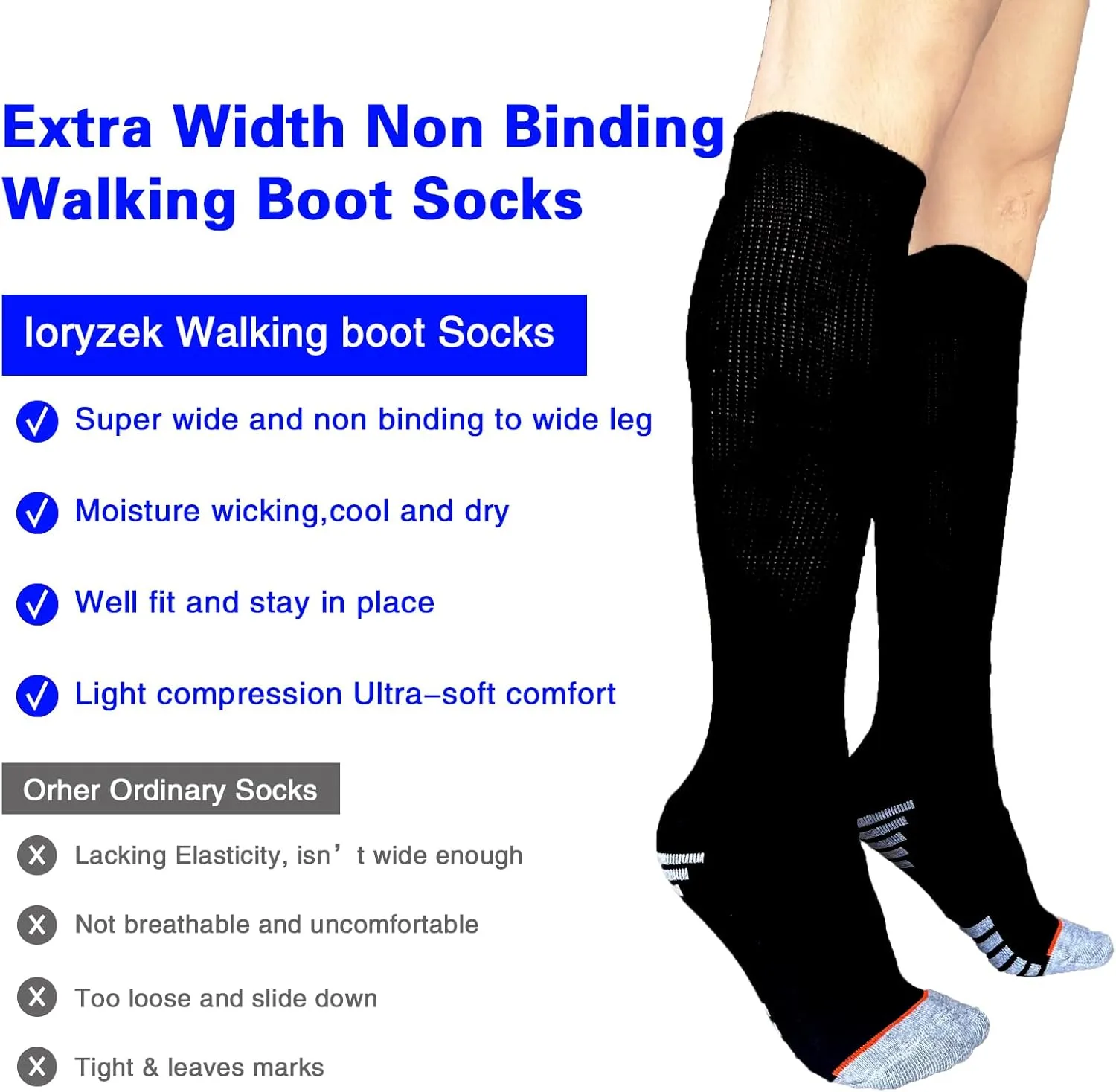 Walking Boot Socks air Cam Walker Cast Socks 2 Pairs Fracture Boot Brace Sock Surgical Orthopedics Sock for Men Women