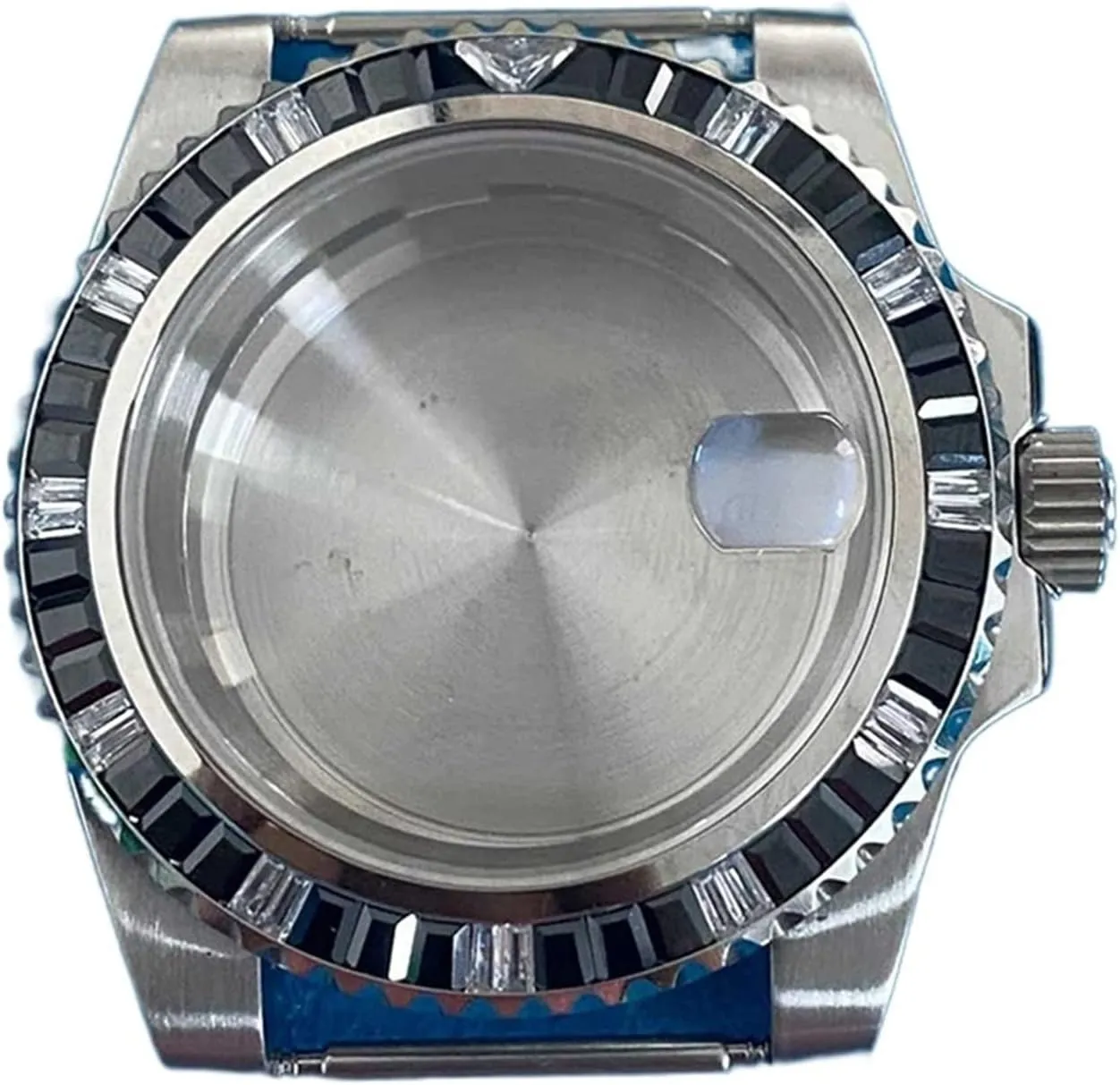 Watch Case 40mm Crystal Shell Cover Stainless Steel For NH35 Movement 5ATM Waterproof Watch case(Black)