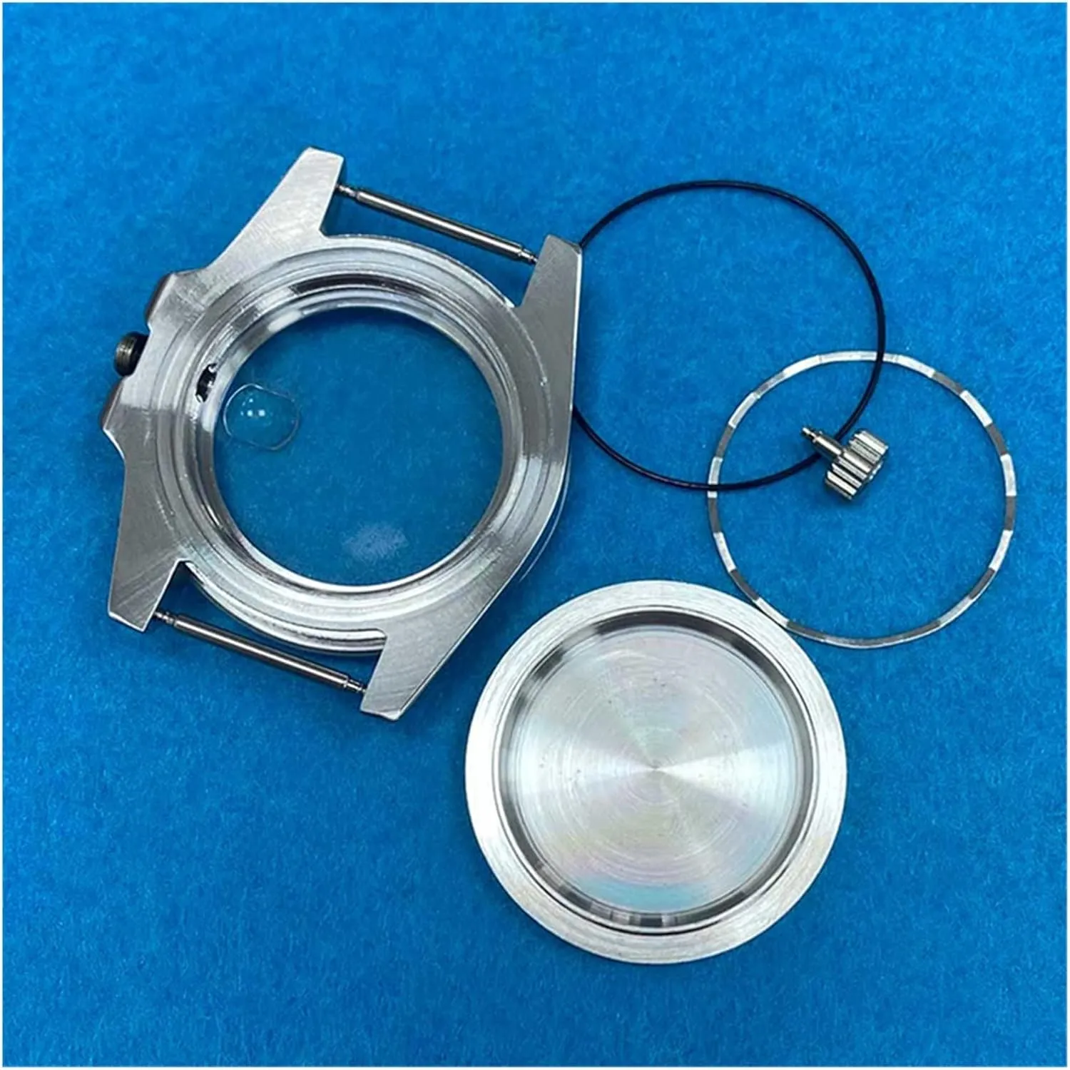 Watch Case 40mm Crystal Shell Cover Stainless Steel For NH35 Movement 5ATM Waterproof Watch case(Black)