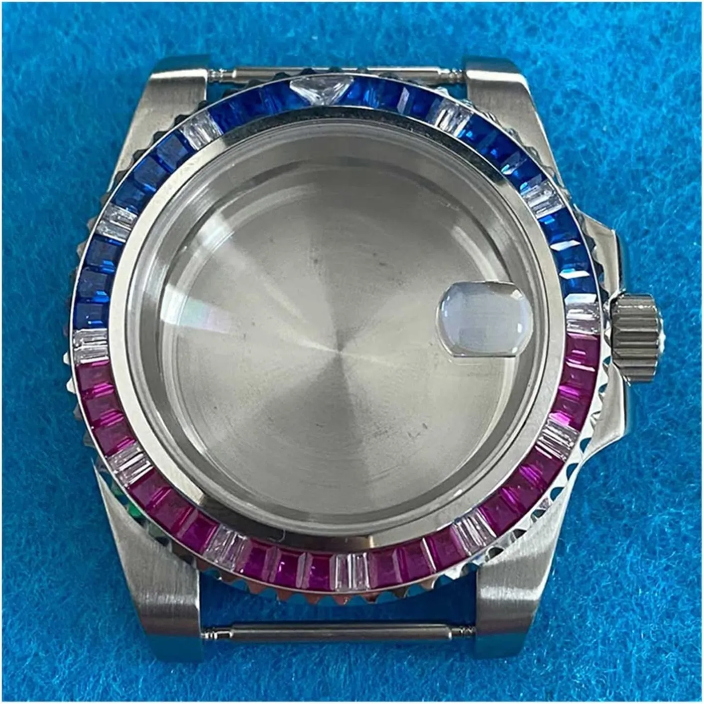 Watch Case 40mm Crystal Shell Cover Stainless Steel For NH35 Movement 5ATM Waterproof Watch case(Black)