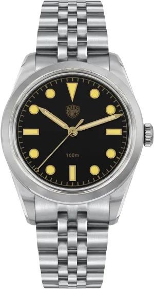 watchdives 36mm Quartz Watches, VH31 Sweep Second Quartz Wristwatch Bubble Mirror Men Watches 100m Waterproof Super Luminous Watch