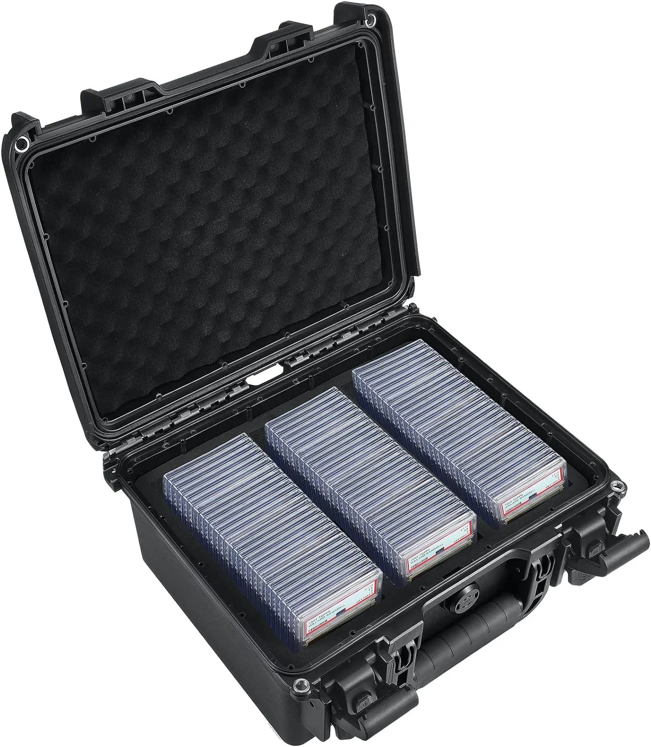Waterproof Graded Card Storage Box Compatible with 102 Slabs, Sports Trading Card Case Fits PSA, CSG, BGS, CGC, SGC, Magnetic Cards Holder and Top Loaders