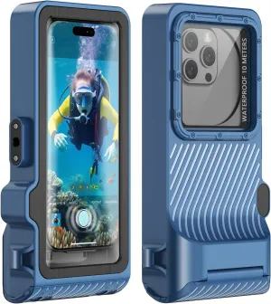 Waterproof Phone Case for Snorkeling - Underwater Touchscreen Housing Universal IP68 Professional Waterproof Photography & Video Case for iPhone Samsung Motorola Series[up to 6.9inch](Drak Blue)