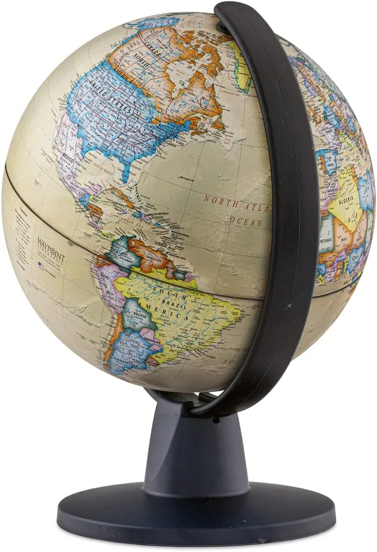 Waypoint Geographic GeoClassic 6" Ready-to-Assemble Antique Ocean World Globe - Up-To-Date Cartography for Educational Reference or Office Decor