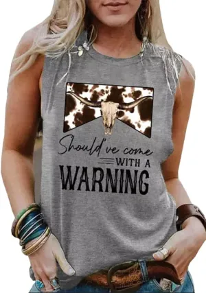 Western Country Music Tank Top Women Vintage Cowboy Rodeo Tank Cattle Skull Graphic Sleeveless Shirt Cowgirl Tops
