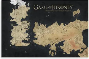 Westeros And Essos World Map Art Vintage Map Poster Canvas Art Poster And Wall Art Picture Print Modern Family Bedroom Decor Posters 12x18inch(30x45cm)