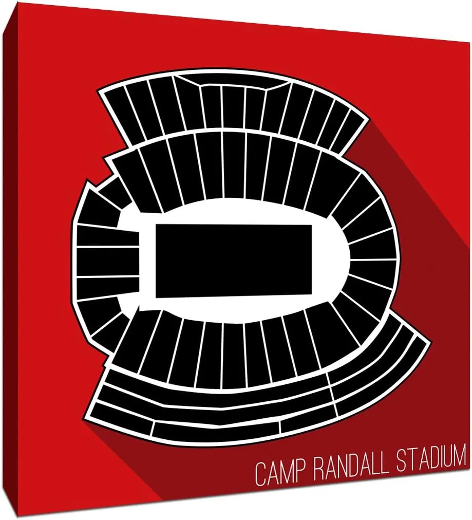 Wisconsin - Camp Randall Stadium - College Football Seating Map - 9x9 Gallery Wrapped Canvas Wall Art