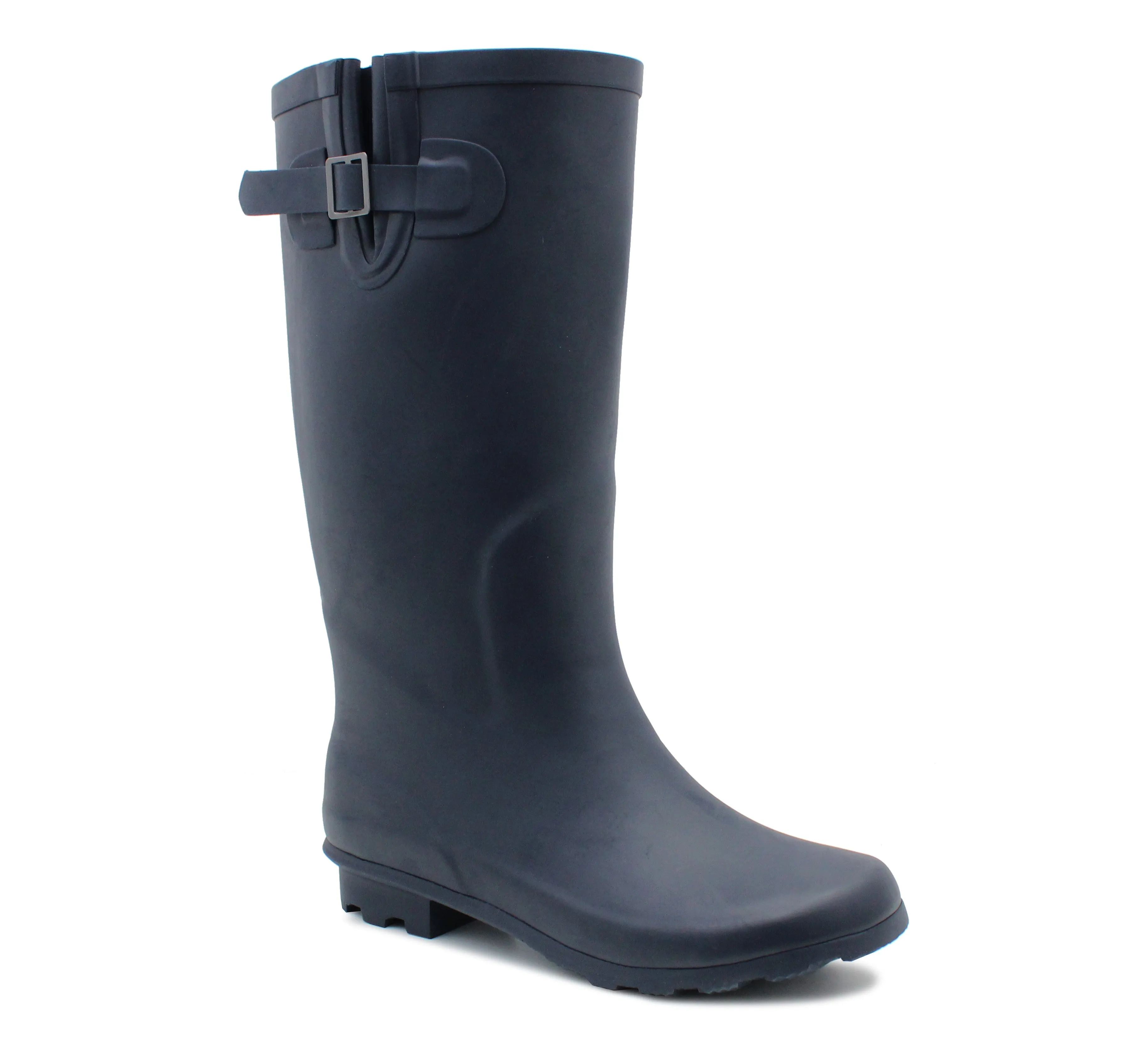 Womens Adjustable Calf Wellies Navy Waterproof Festival Rain Boot Dog Walking Mud Wellington Boots