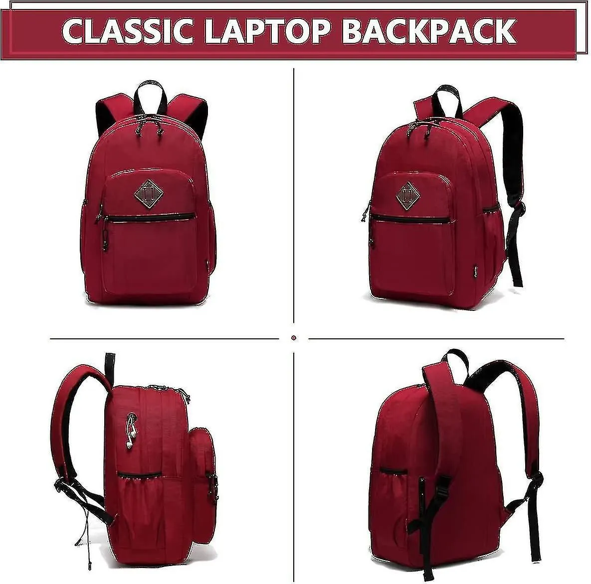 Women's Backpack, Large College School Backpack With 15" Laptop Compartment