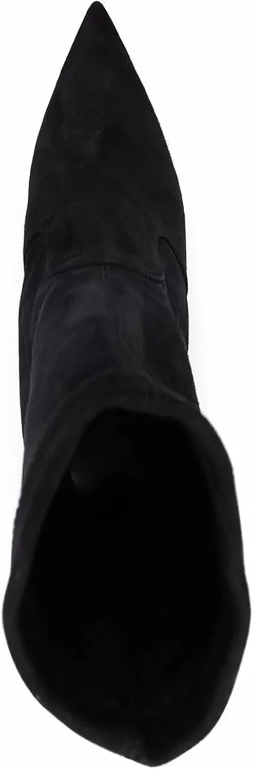 Women's Boots Sexy Pointed Toe Ankle Boots Fashion Stiletto Heel Booties Solid Color Suede Slip On Dress Booties Classic Party Short Boots Western High Heel Shoes