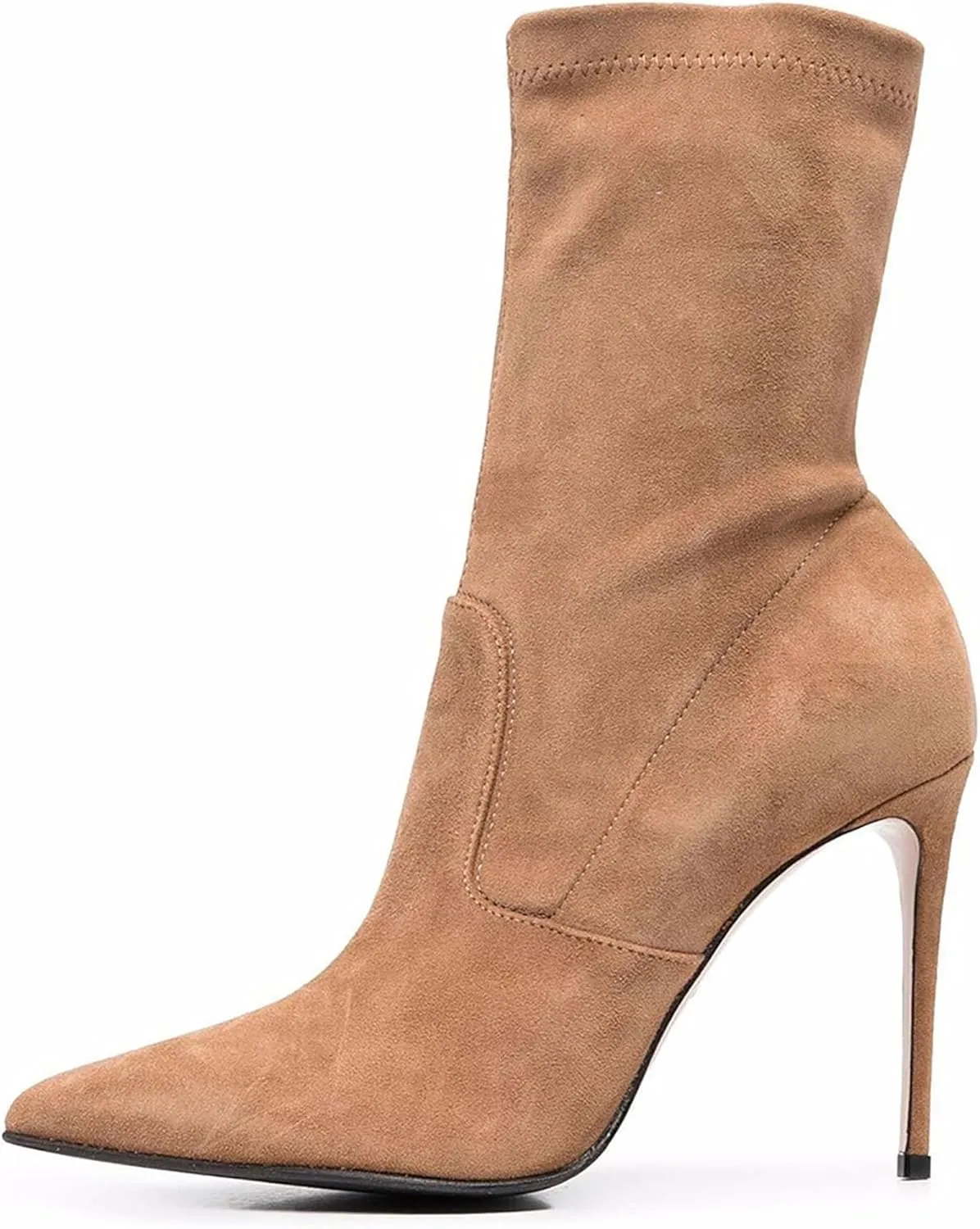 Women's Boots Sexy Pointed Toe Ankle Boots Fashion Stiletto Heel Booties Solid Color Suede Slip On Dress Booties Classic Party Short Boots Western High Heel Shoes