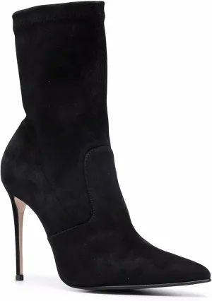 Women's Boots Sexy Pointed Toe Ankle Boots Fashion Stiletto Heel Booties Solid Color Suede Slip On Dress Booties Classic Party Short Boots Western High Heel Shoes