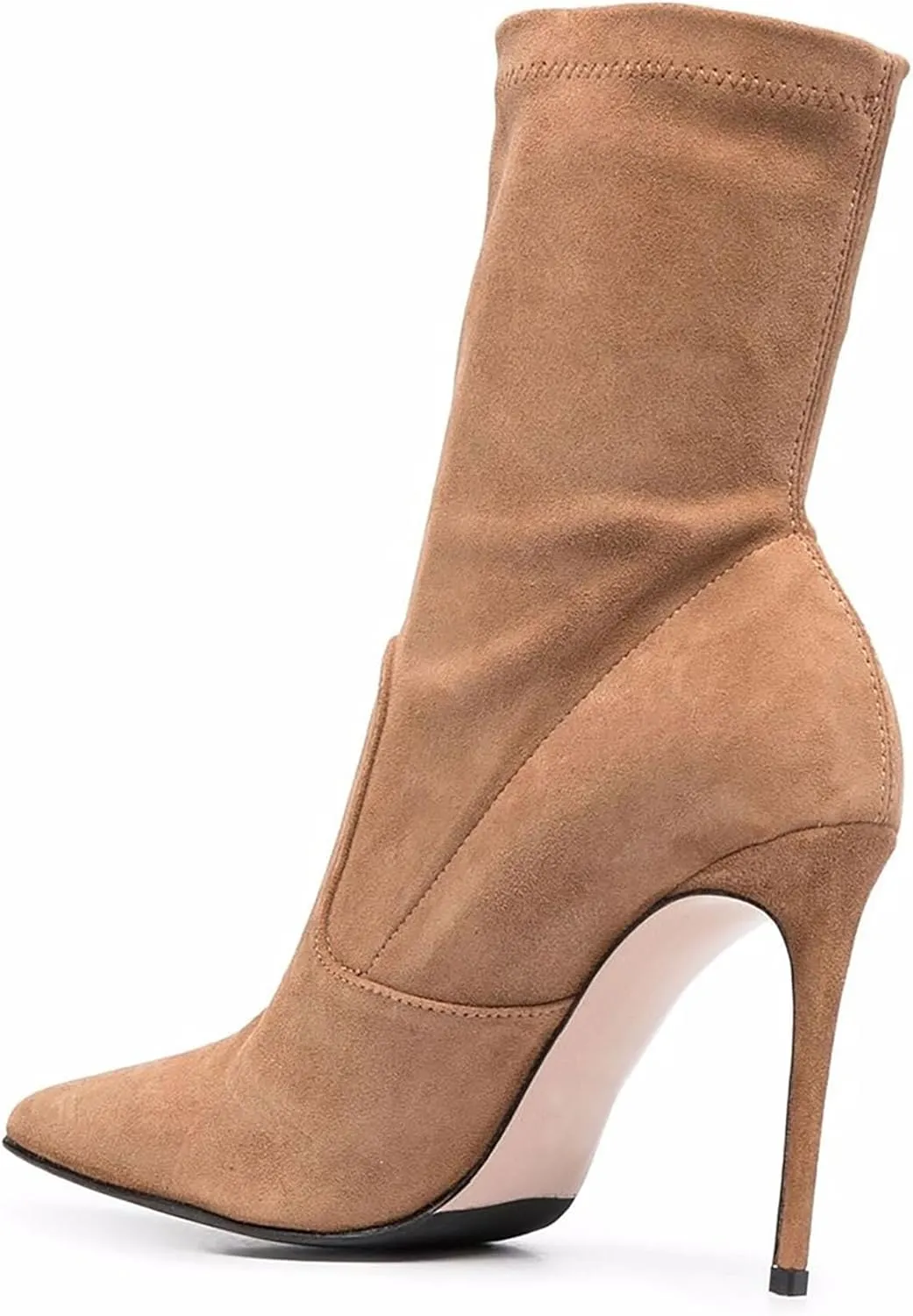 Women's Boots Sexy Pointed Toe Ankle Boots Fashion Stiletto Heel Booties Solid Color Suede Slip On Dress Booties Classic Party Short Boots Western High Heel Shoes
