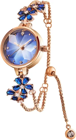 Women's Bracelet Watches Ladies Quartz Wrist Watch with Green Dial Bezel with Crystals in Movement Bracelet Strap with Diamonds Waterproof