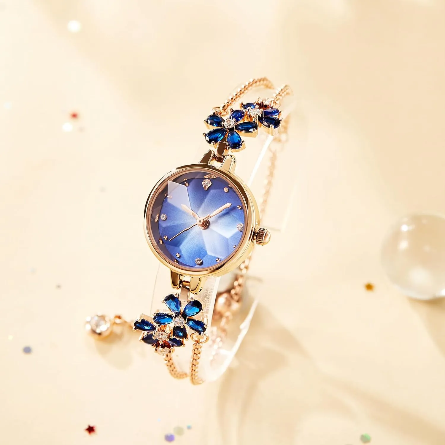 Women's Bracelet Watches Ladies Quartz Wrist Watch with Green Dial Bezel with Crystals in Movement Bracelet Strap with Diamonds Waterproof