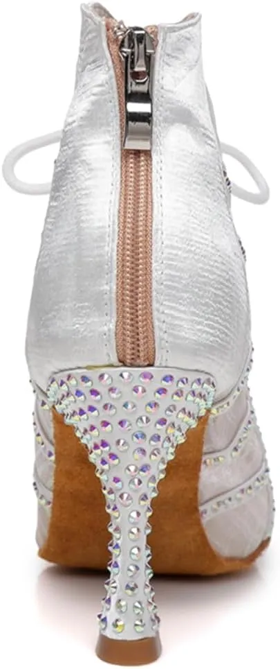 Women's Breathable Mesh Open Toe Ballroom Rumba Party Wedding Practice Performence Dance Shoes Boots