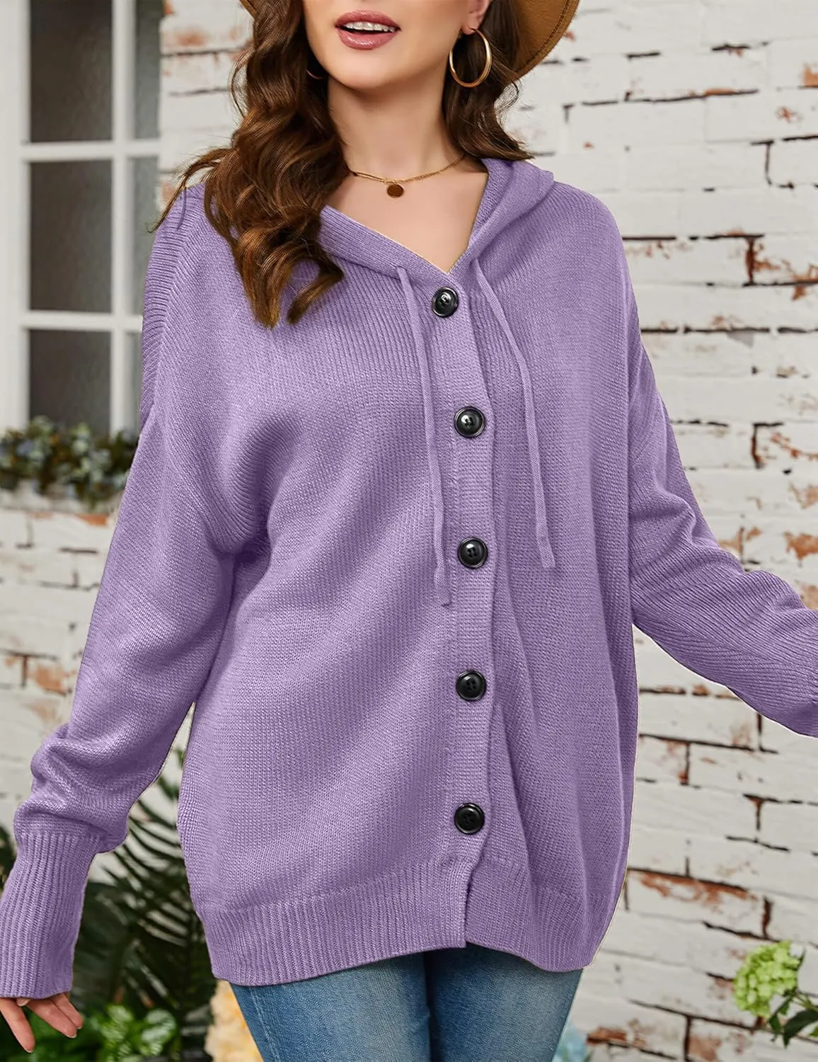 Women's Casual Cardigan V Neck Button Down Hooded Sweaters Long Sleeve Hoodies Outfits