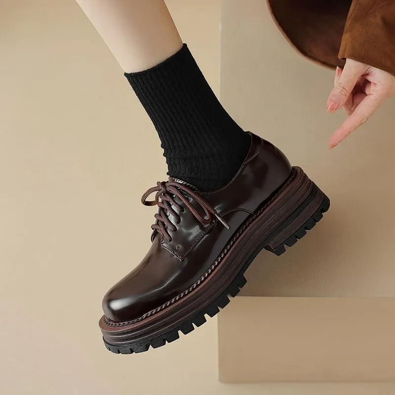 Women’s Chunky Heel Lace-Up Combat Boots with Rubber Sole, Round Toe, Soft Microfiber Upper