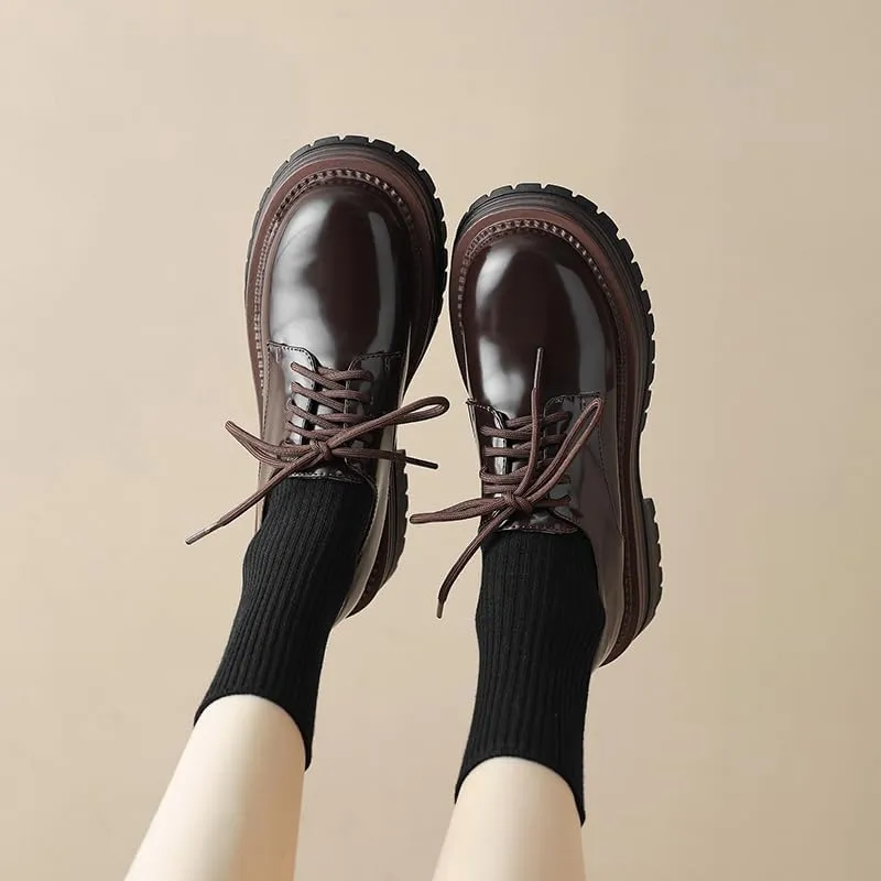 Women’s Chunky Heel Lace-Up Combat Boots with Rubber Sole, Round Toe, Soft Microfiber Upper