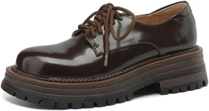 Women’s Chunky Heel Lace-Up Combat Boots with Rubber Sole, Round Toe, Soft Microfiber Upper