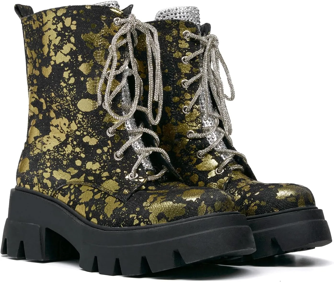 Women's Combat Boot Zebra Platform Ankle Adjustable Lace-Up Vamp Inside Zipper Fashion Party Boots