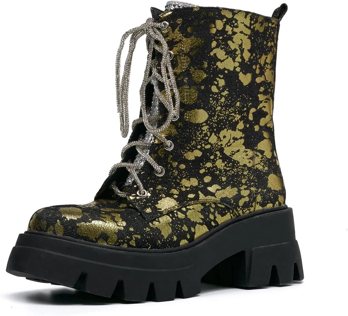Women's Combat Boot Zebra Platform Ankle Adjustable Lace-Up Vamp Inside Zipper Fashion Party Boots