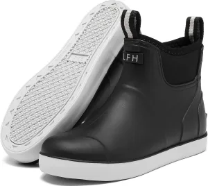 Women's Deck Boots, Waterproof Ankle Rain Boots with Anti-Slip Traction, Rubber Garden & Fishing Boots for Boating, Camping, Farming & Outdoor Work