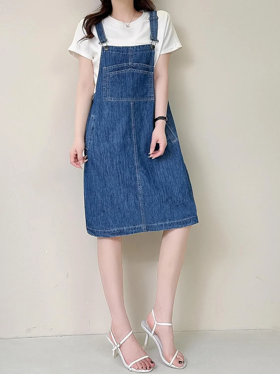 Womens Denim Overalls Dress Casual Summer Lightweight Romper Adjustable Strap Short Jeans with Pockets