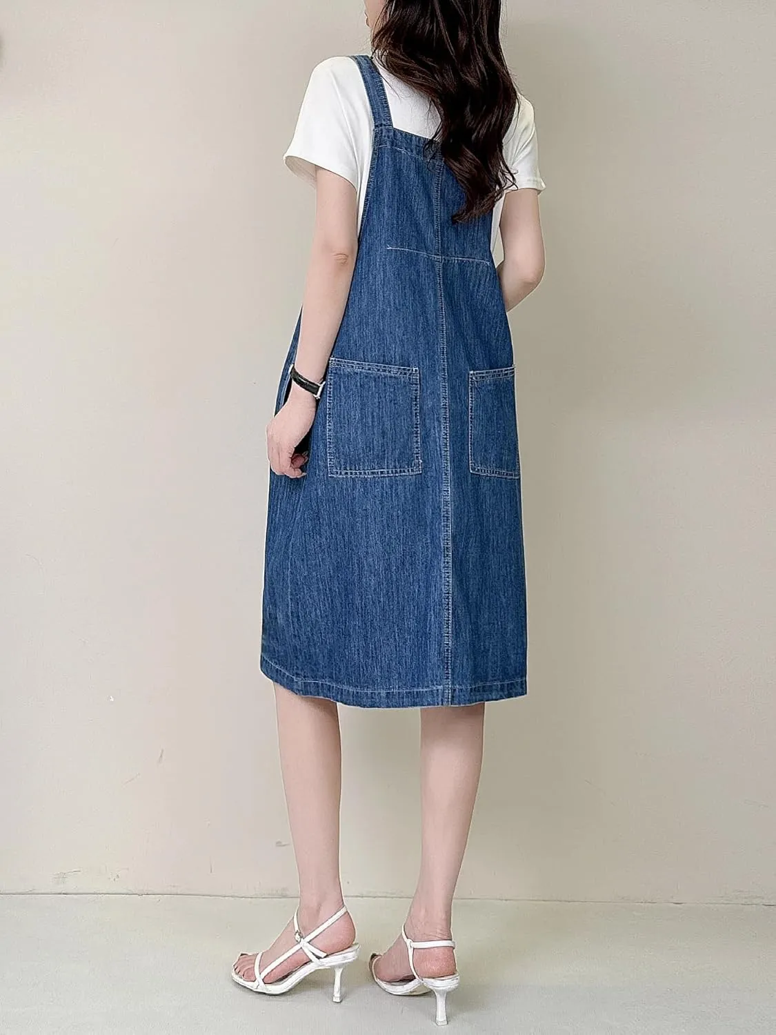 Womens Denim Overalls Dress Casual Summer Lightweight Romper Adjustable Strap Short Jeans with Pockets