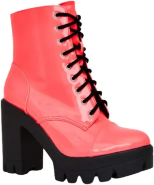 Women's Lucky Lace-up Platform Chunky High Heel Ankle Boots