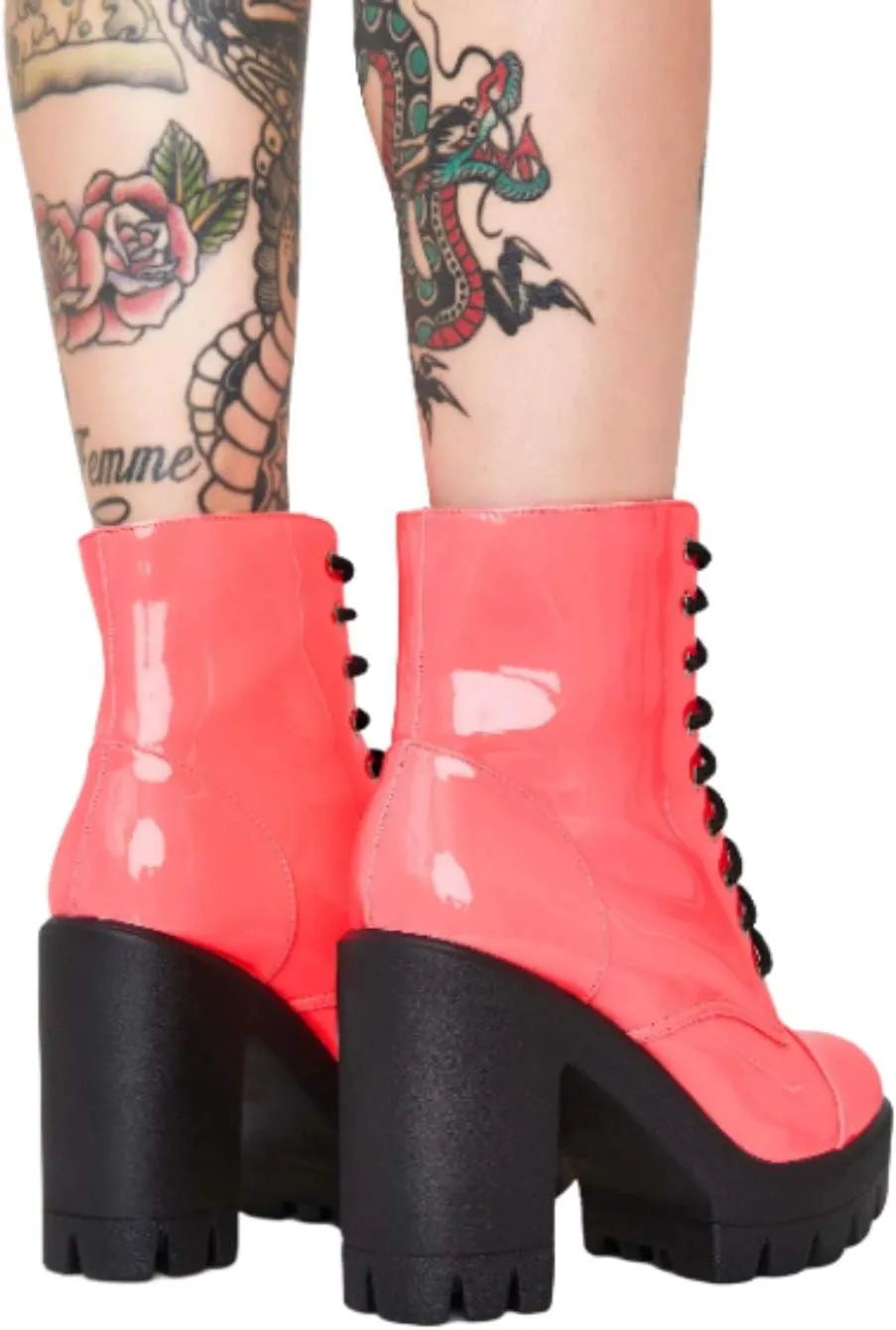Women's Lucky Lace-up Platform Chunky High Heel Ankle Boots