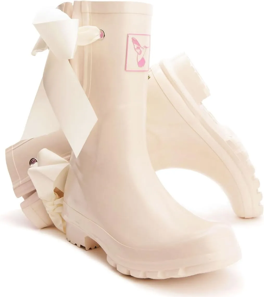 Women's Rain Boot Waterproof Mid-Calf Boots Cute Printing Rainbow Rain Boots Wellies Rain Shoes UK Brand