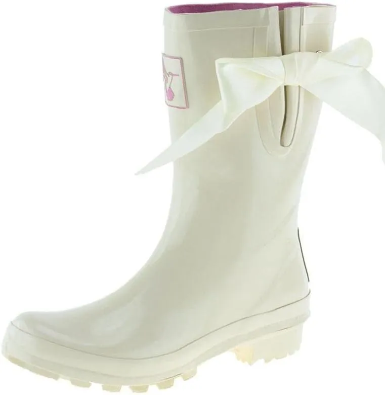 Women's Rain Boot Waterproof Mid-Calf Boots Cute Printing Rainbow Rain Boots Wellies Rain Shoes UK Brand
