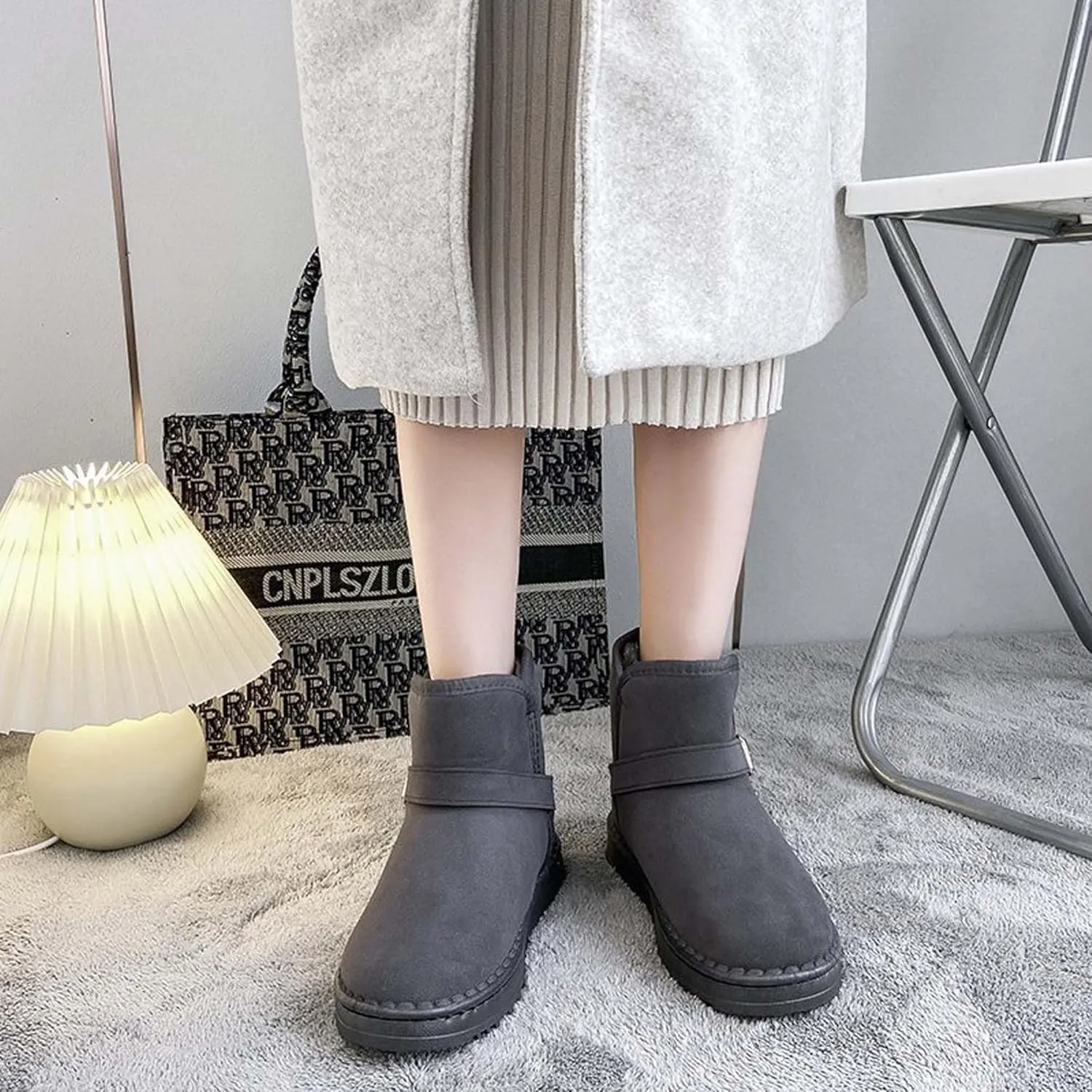 Women's snow boots winter fashionable plush casual warm boots anti slip and wear-resistant youth campus style