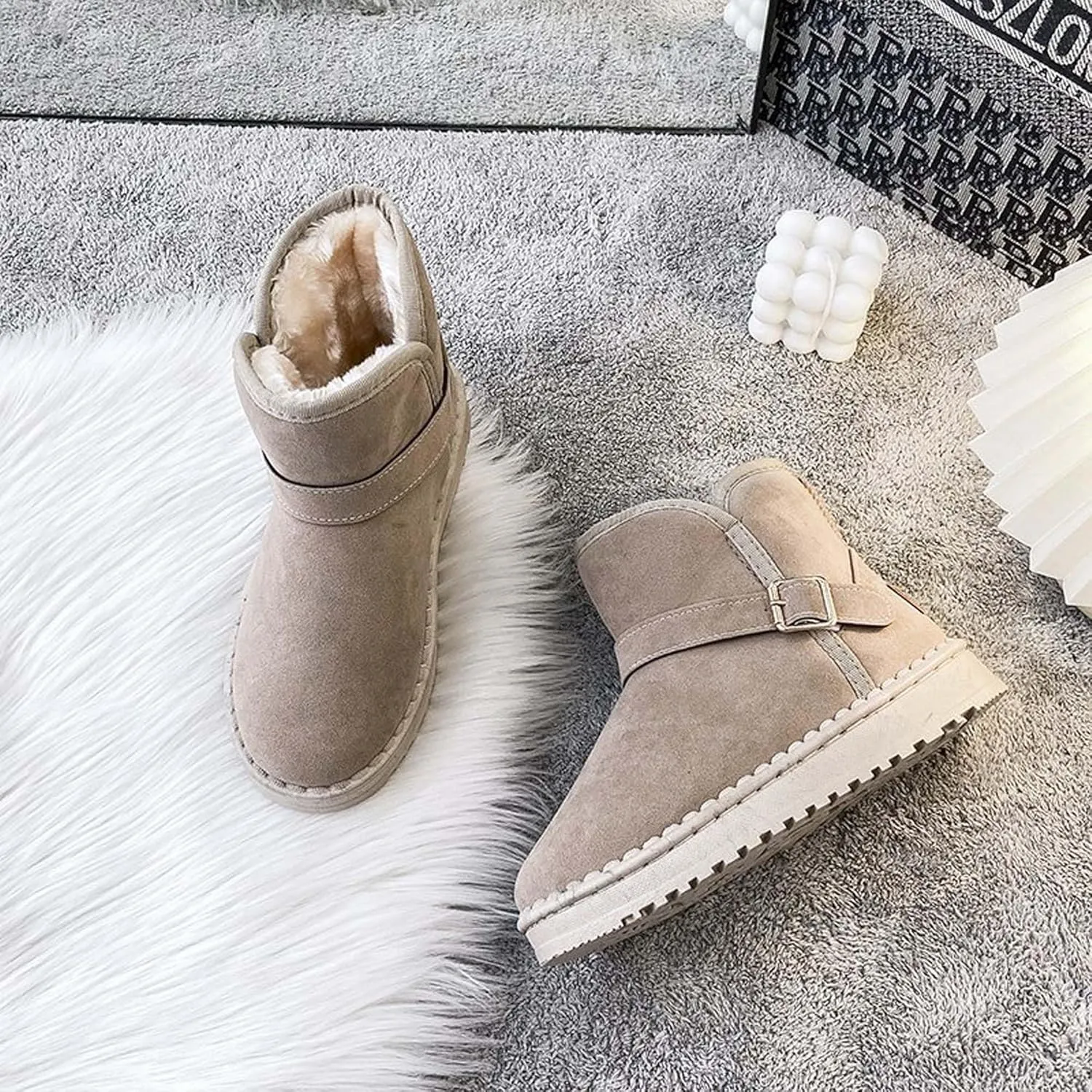 Women's snow boots winter fashionable plush casual warm boots anti slip and wear-resistant youth campus style