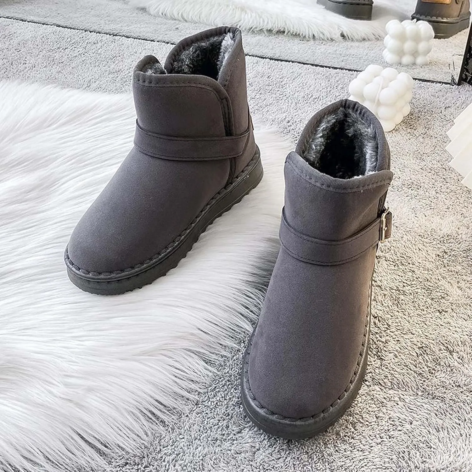 Women's snow boots winter fashionable plush casual warm boots anti slip and wear-resistant youth campus style