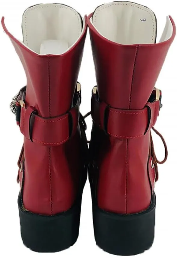 Womens Tifa Cosplay Shoes Fashion Red Boots for Halloween Carnival Party